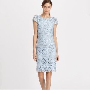 Alice + Olivia pale blue lace sheath